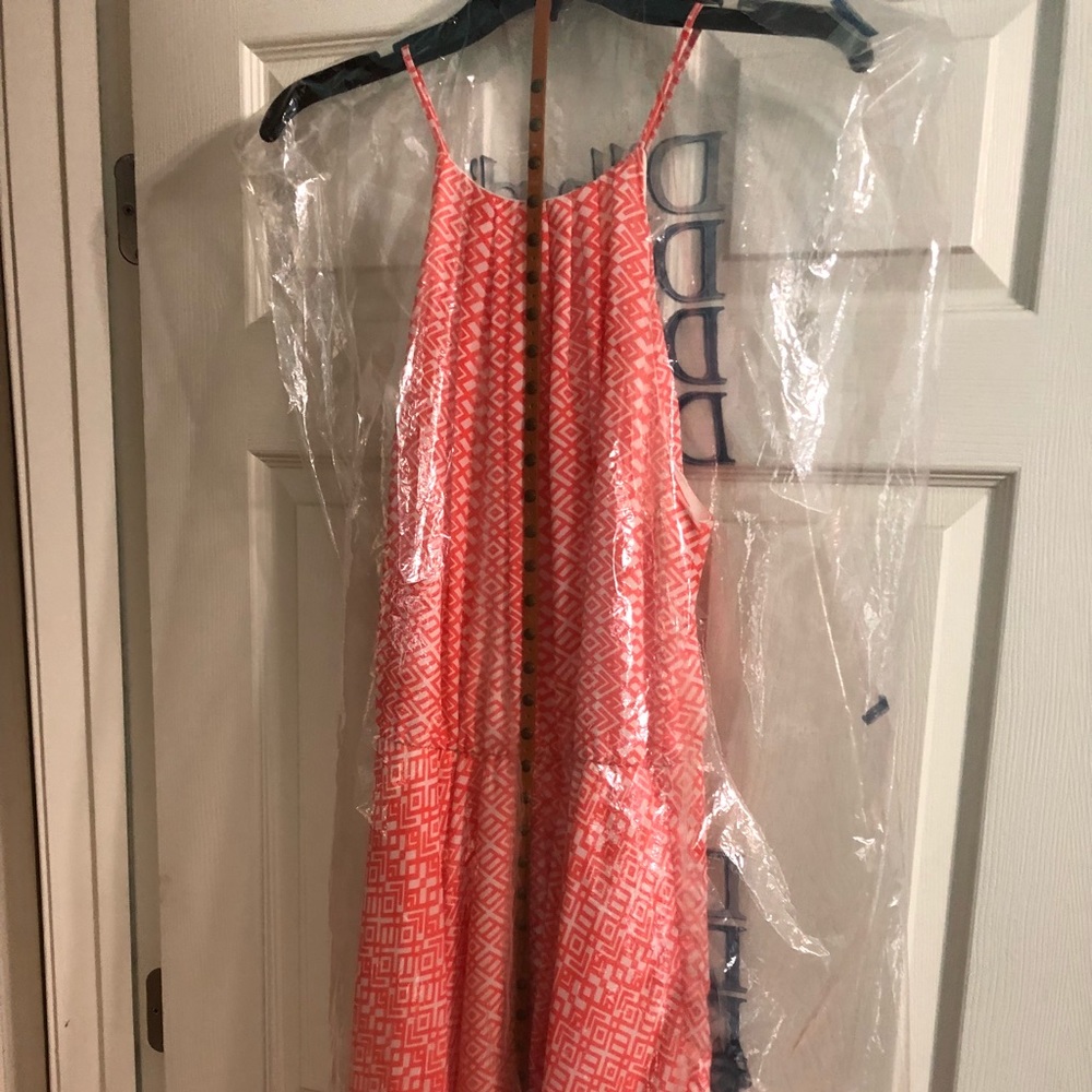 Orange & white Asymmetrical dress Sz L